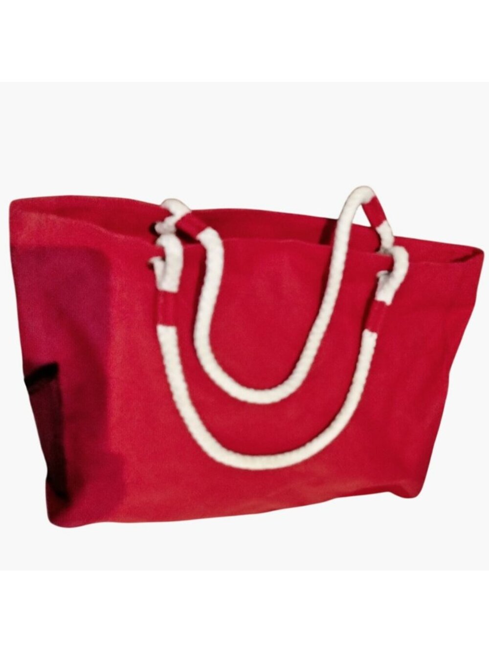 Red Canvas Drawstring Tote Bag Beachy Coastal